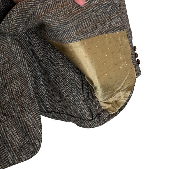 Harris Tweed Scottish Wool Vintage Woven Blazer Sport Coat Mens 42R Woven Brown - Picture 13 of 15